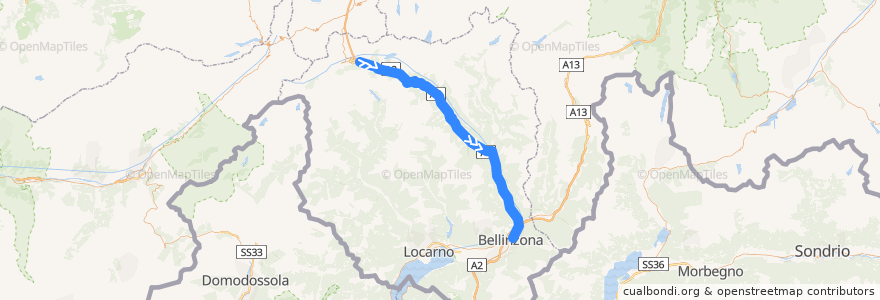 Mapa del recorrido Bus 191: Airolo => Bellinzona de la línea  en Bezirk Leventina.