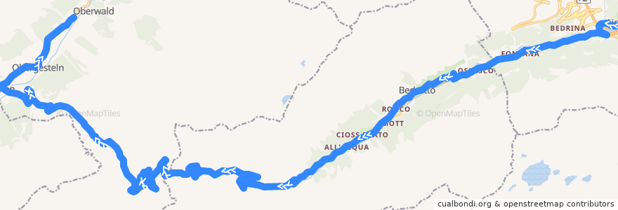 Mapa del recorrido Bus 111: Airolo => Oberwald de la línea  en Switzerland.