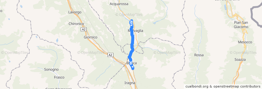 Mapa del recorrido Bus 132: Ludiano-Biasca de la línea  en Ticino.
