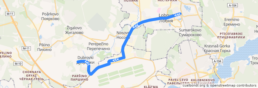 Mapa del recorrido Автобус 48: Станция Лобня - Шереметьево Терминал B - Дубровки de la línea  en Московская область.