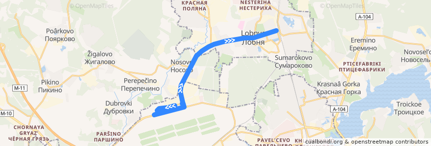 Mapa del recorrido Автобус 48ш: Шереметьево Терминал B - Станция Лобня de la línea  en Oblast de Moscou.
