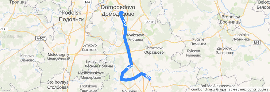 Mapa del recorrido Автобус 58: Станция Барыбино – Станция Домодедово de la línea  en Domodedovsky District.