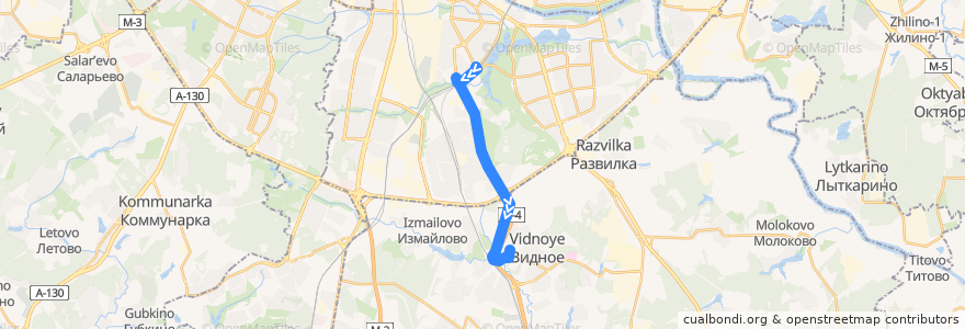 Mapa del recorrido Автобус 1020к: Метро Царицыно - Зелёные Аллеи de la línea  en 中央联邦管区.
