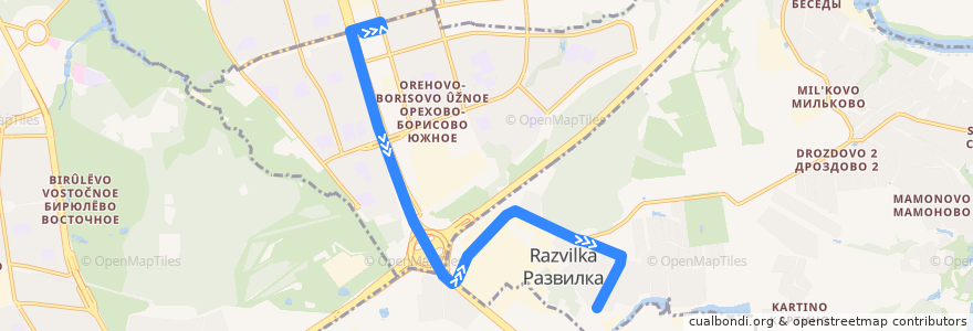 Mapa del recorrido Автобус 356: метро Домодедовская - Развилка дом 38 de la línea  en Distrito Federal Central.