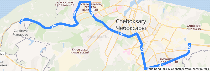 Mapa del recorrido Маршртуное такси 32: поселок "Чандрово" - Машиностроительный техникум de la línea  en Чувашия.
