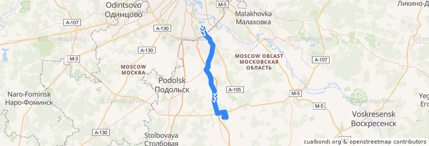 Mapa del recorrido Автобус 512: Метро Домодедовская - Белые Столбы de la línea  en モスクワ州.
