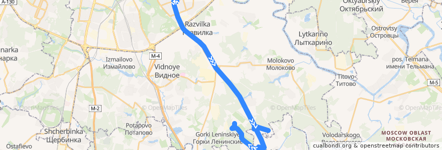 Mapa del recorrido Автобус 871: Метро Домодедовская - Южная Долина de la línea  en Oblast Moskau.