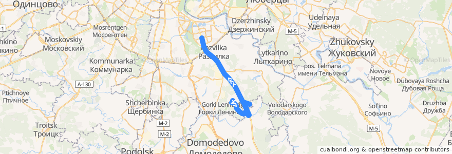 Mapa del recorrido Автобус 871: Южная долина - метро Домодедовская de la línea  en Oblast Moskau.