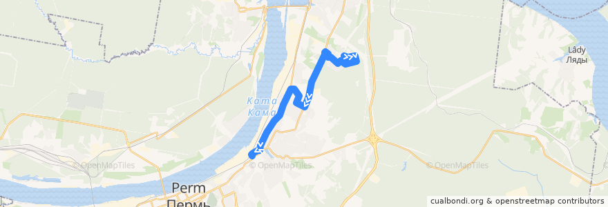 Mapa del recorrido Автобус №78: мкр-н Кислотные Дачи – мкр-н Висим de la línea  en Perm District.