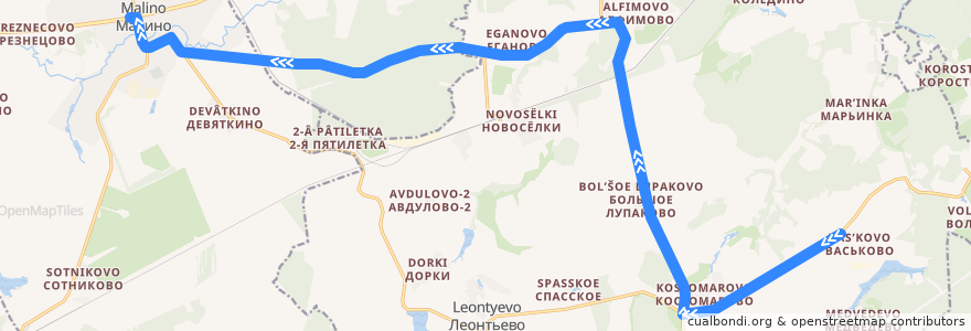 Mapa del recorrido Автобус 32: Васьково - Малино de la línea  en городской округ Ступино.