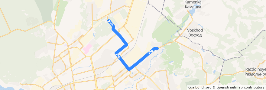 Mapa del recorrido Трамвай 11: ПКИО Сосновый Бор - Золотая Горка de la línea  en Novosibirsk.