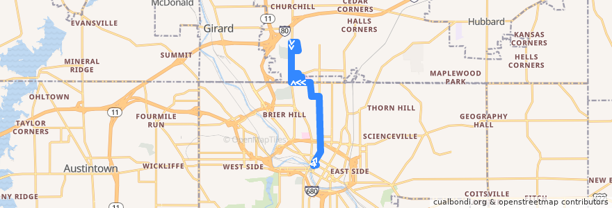 Mapa del recorrido WRTA 6 Fifth de la línea  en أوهايو.
