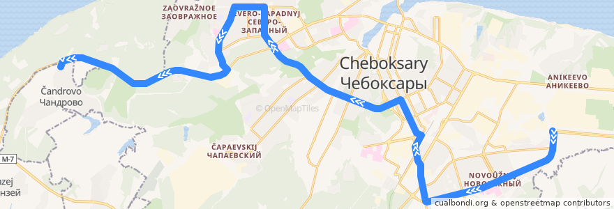 Mapa del recorrido Маршртуное такси 32: Машиностроительный техникум - поселок "Чандрово" de la línea  en Чувашия.