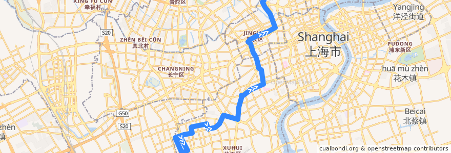 Mapa del recorrido 927 宜山路虹梅路-上海火车站 de la línea  en Shanghai.