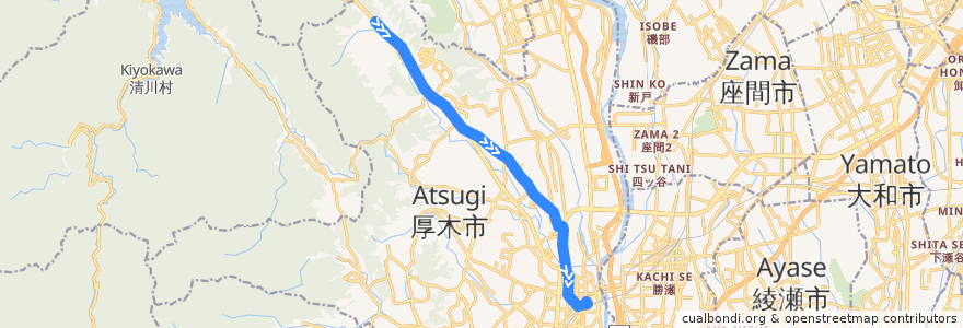 Mapa del recorrido 厚木04系統 de la línea  en Atsugi.