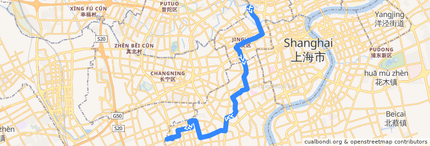 Mapa del recorrido 927 上海火车站-宜山路虹梅路 de la línea  en Shanghái.