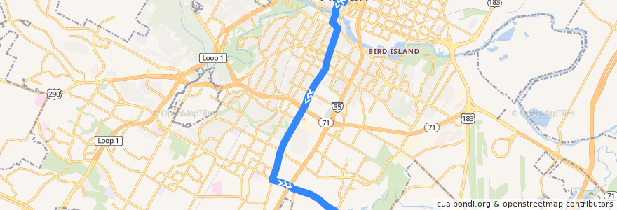 Mapa del recorrido Capital Metro 486 Night Owl South Congress (southbound) de la línea  en 奥斯汀 / 柯士甸.