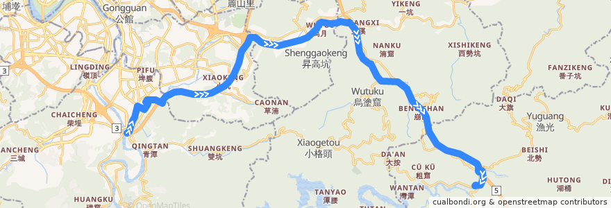 Mapa del recorrido 新北市 923 新店-國道5號、3號->坪林 de la línea  en 新北市.