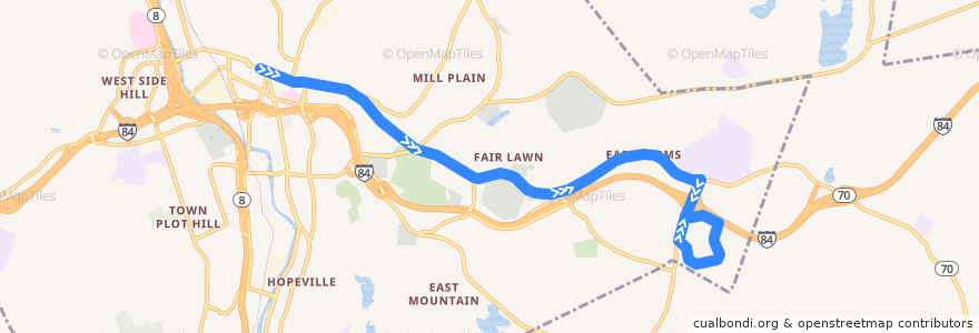Mapa del recorrido CTtransit 426 East Main Street de la línea  en Waterbury.