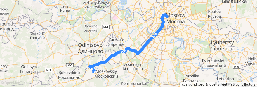 Mapa del recorrido Ночной автобус Н11: Аэропорт Внуково => Метро "Китай-Город" de la línea  en Москва.