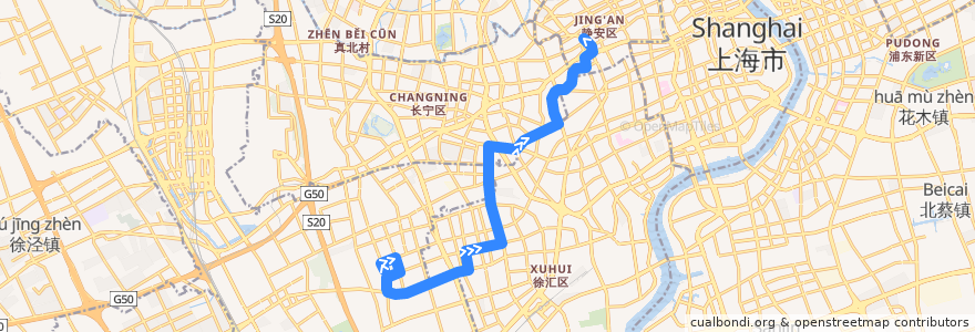 Mapa del recorrido 113路 静安小区-上海火车站 de la línea  en شانغهاي.