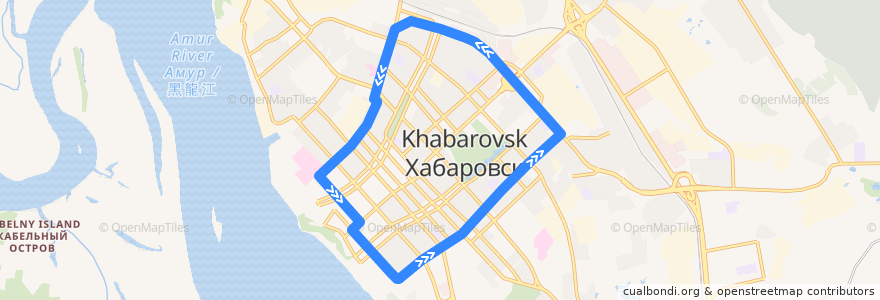 Mapa del recorrido Автобус 1С: Железнодорожный вокзал - Площадь Славы - Площадь им. Блюхера - Железнодорожный вокзал de la línea  en Khabarovsk.