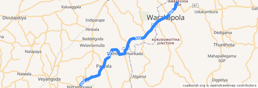 Mapa del recorrido Colombo - Kegalle de la línea  en 斯里兰卡 / 斯里蘭卡.