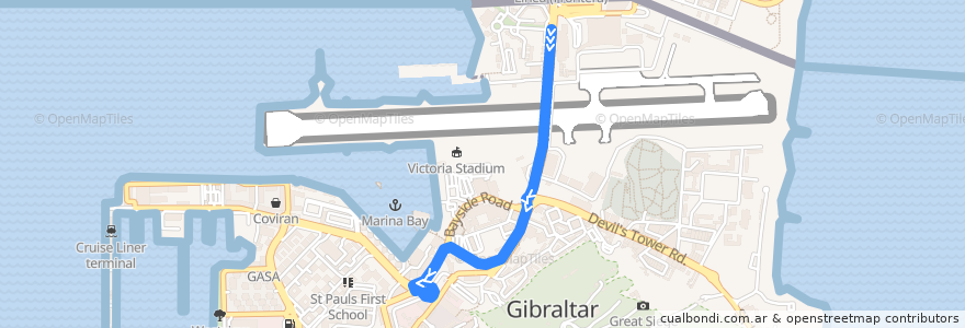 Mapa del recorrido Bus X5: Frontier → Market Place de la línea  en España.