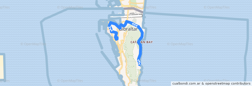 Mapa del recorrido Bus 8: Both Worlds → Market Place → Reclamation Road de la línea  en Гибралтар.