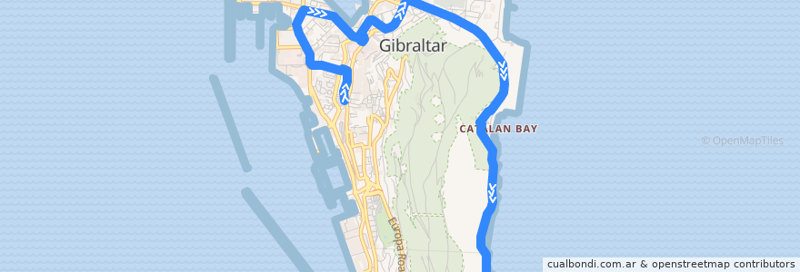 Mapa del recorrido Bus 8: Reclamation Road → Market Place → Both Worlds de la línea  en Гибралтар.