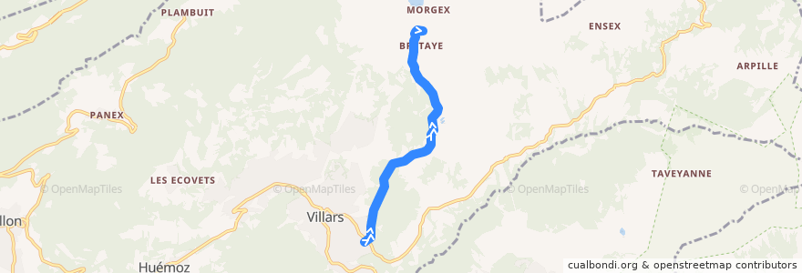 Mapa del recorrido Villars - Bretaye de la línea  en Ollon.