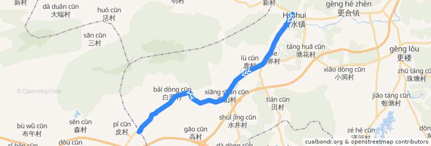 Mapa del recorrido 582路(迳尾村-合水客运站) de la línea  en 高明区.