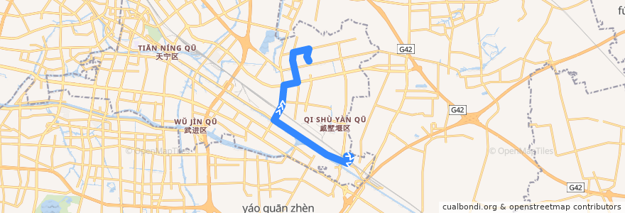 Mapa del recorrido 77 戚墅堰火车站-潞城公交中心站 de la línea  en 常州经济开发区.