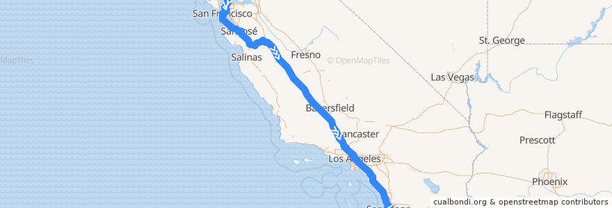 Mapa del recorrido Flixbus N2003: San Francisco => San Diego de la línea  en كاليفورنيا.