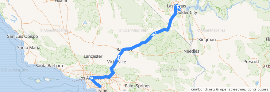 Mapa del recorrido Flixbus 2009: Las Vegas/Henderson => Los Angeles/Anaheim de la línea  en 캘리포니아주.