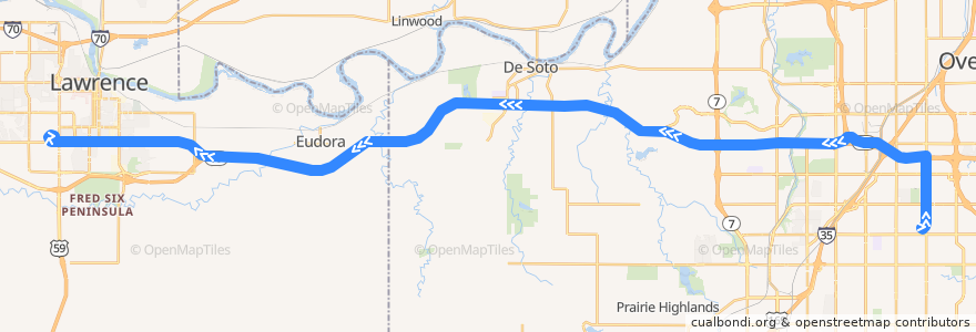 Mapa del recorrido Route 510: Westbound de la línea  en کانزاس.