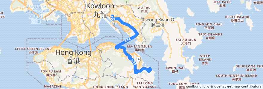 Mapa del recorrido Bus 606X (Kowloon Bay (Enterprise Square) → Siu Sai Wan (Island Resort)) de la línea  en 香港 Hong Kong.