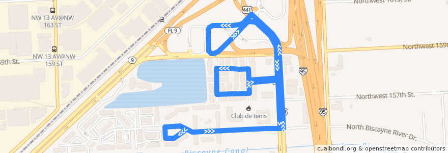 Mapa del recorrido MDT route 155 Biscayne Gardens Circulator de la línea  en Майами-Дейд.