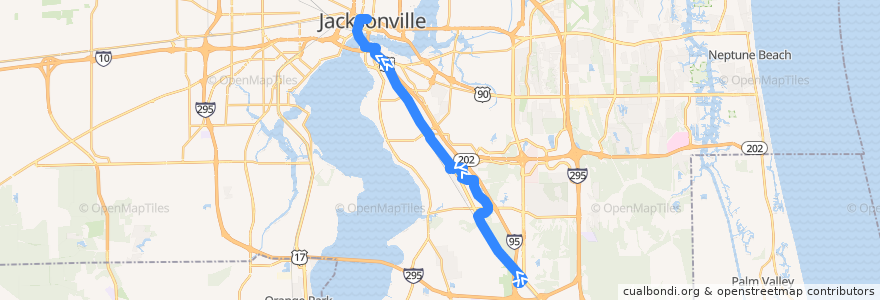 Mapa del recorrido JTA 27 Philips Highway/Avenues (northbound) de la línea  en جاكسونفيل.