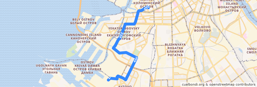 Mapa del recorrido Трамвай № 41: площадь Тургенева => ЛЭМЗ de la línea  en سانت بطرسبرغ.