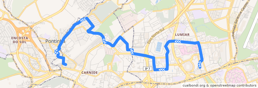 Mapa del recorrido Bus 747: Campo Grande (Metro) → Pontinha (Metro) de la línea  en لیسبون.