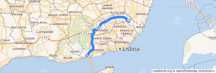 Mapa del recorrido Bus 756: Olaias → Rua da Junqueira (Centro de Congressos) de la línea  en 里斯本.