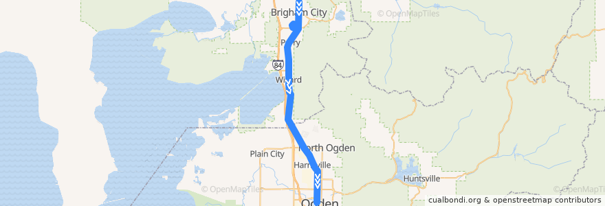 Mapa del recorrido UTA Route 630 Brigham City/Ogden (to Ogden) de la línea  en Юта.