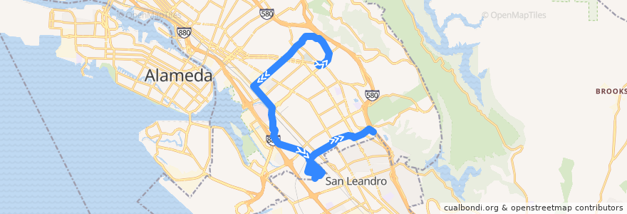 Mapa del recorrido AC Transit 45: Eastmont Transit Center => Foothill Square de la línea  en أوكلاند (كاليفورنيا).