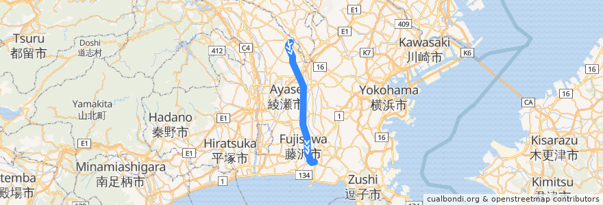 Mapa del recorrido 小田急電鉄江ノ島線 de la línea  en 神奈川県.