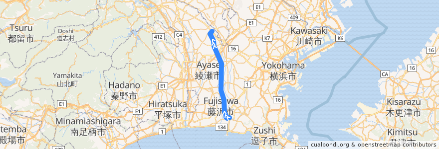 Mapa del recorrido 小田急電鉄江ノ島線 de la línea  en Präfektur Kanagawa.
