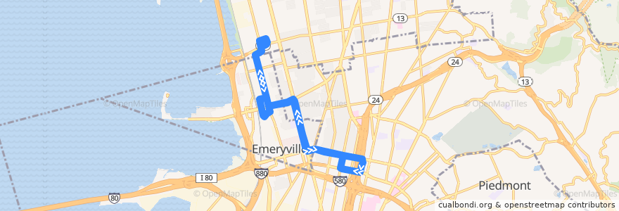Mapa del recorrido Emery Go-Round route North Hollis (peak hours) de la línea  en Аламида.