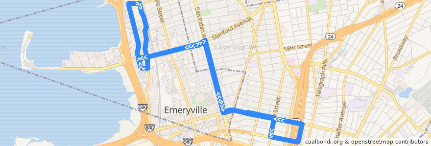 Mapa del recorrido Emery Go-Round route North Shellmound (peak hours) de la línea  en Comté d'Alameda.