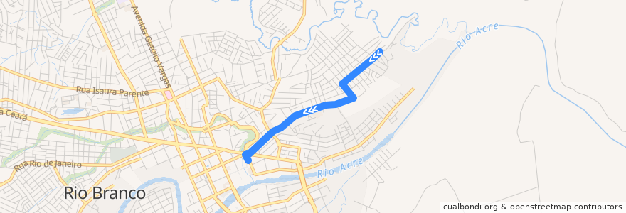 Mapa del recorrido 802 - Morada do Sol (Ida) de la línea  en 里約布蘭科.