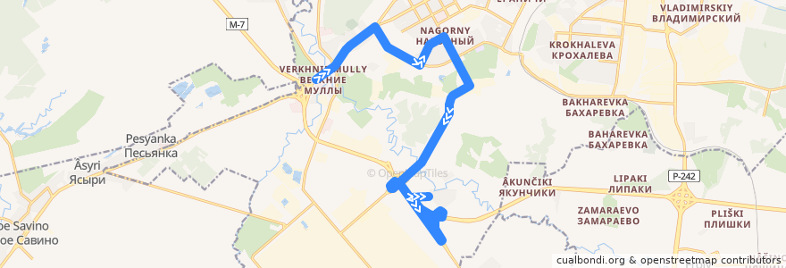 Mapa del recorrido Автобус №9: Верхние Муллы – д. Субботино de la línea  en دائرة المدينة بيرم.